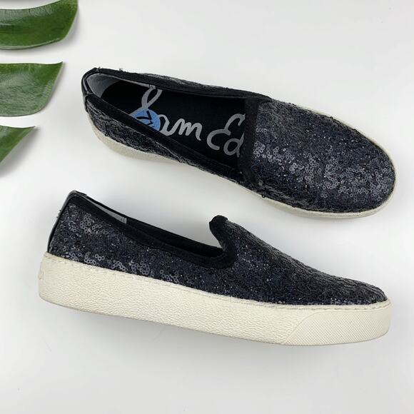 Sam Edelman Shoes - Sam Edelman Becker Casual Sneakers Black Sequin Slip On Women's 7.5